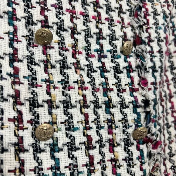 Leyden Tweed Mini Skirt With Fringe White and Black School Girl Academia Size L - Picture 6 of 15